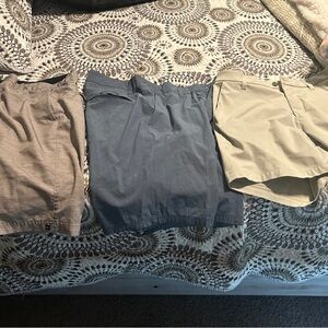 lululemon athletica Men's Hybrid Shorts - Brown, Blue, and Tan Vouri  and basic